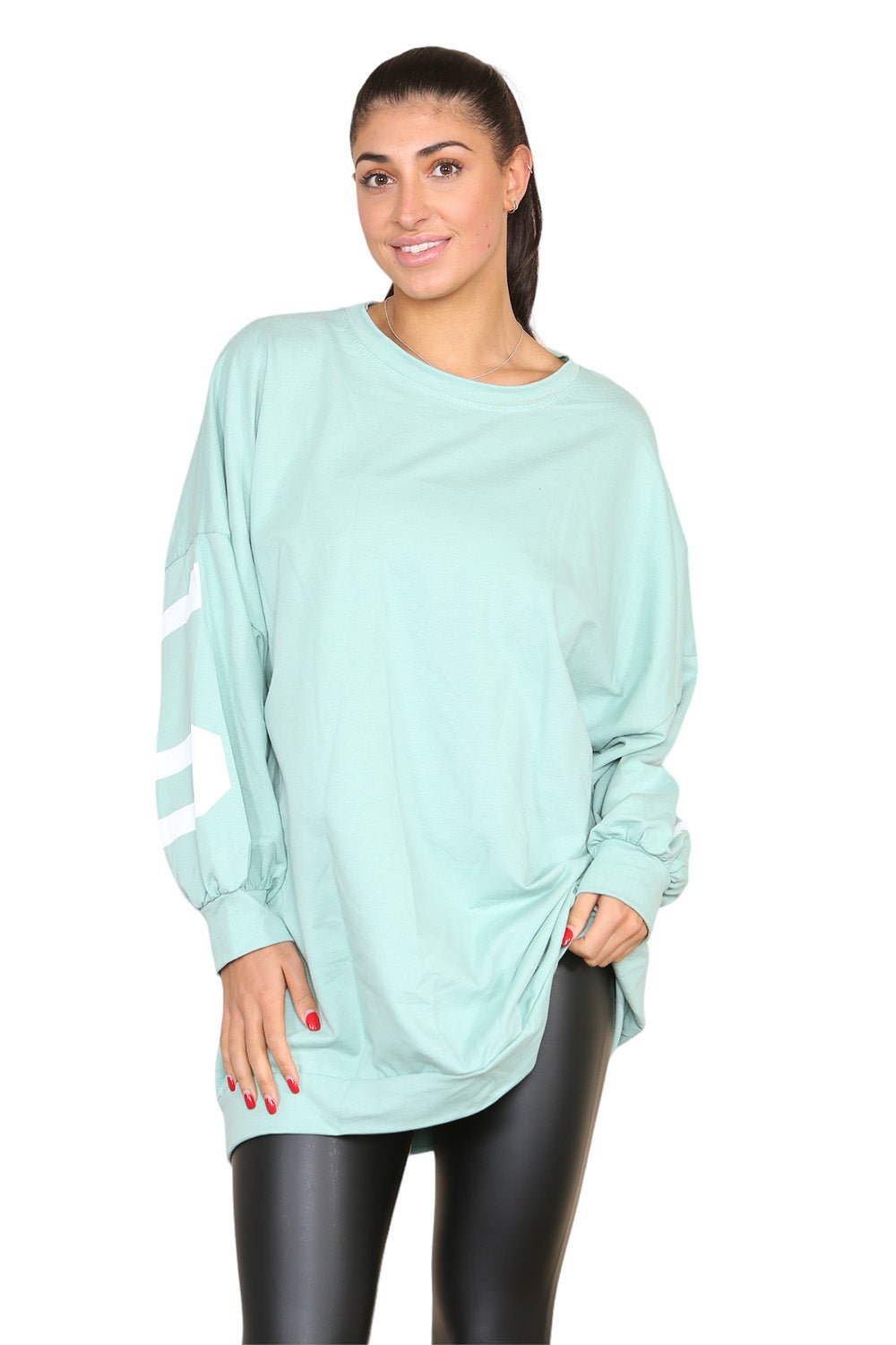 Buffalo Slogan Print Oversized Jumper Dress Dress WearAll Mint One Size UK Fit(10-18)