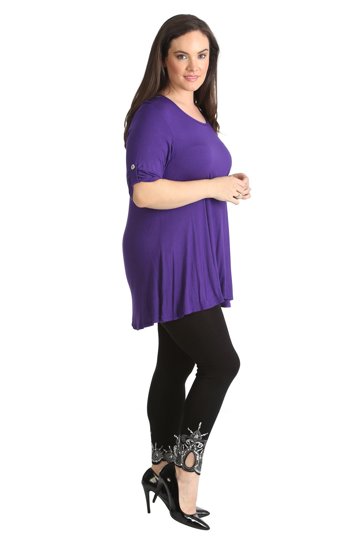 Womens Scoop Neck Flared Ladies Plain Tops Tops WearAll