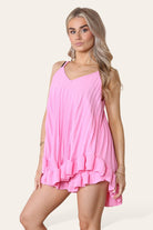Cami Pleated Frill Hem Top & Matching Frill Shorts Co-Ord Set Co-Ord WearAll