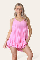 Cami Pleated Frill Hem Top & Matching Frill Shorts Co-Ord Set Co-Ord WearAll