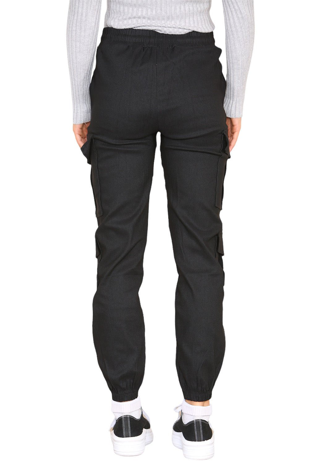 Cargo Pockets Pants Women High Waist Cropped Slim Fit Trouser Trouser WearAll