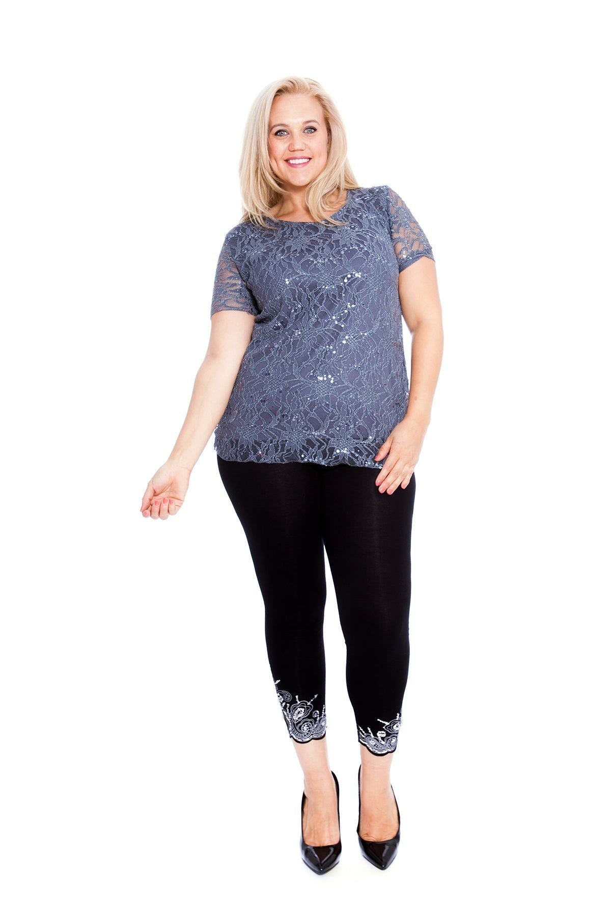 Plus Size Lace Sequin Lined Top Tops WearAll