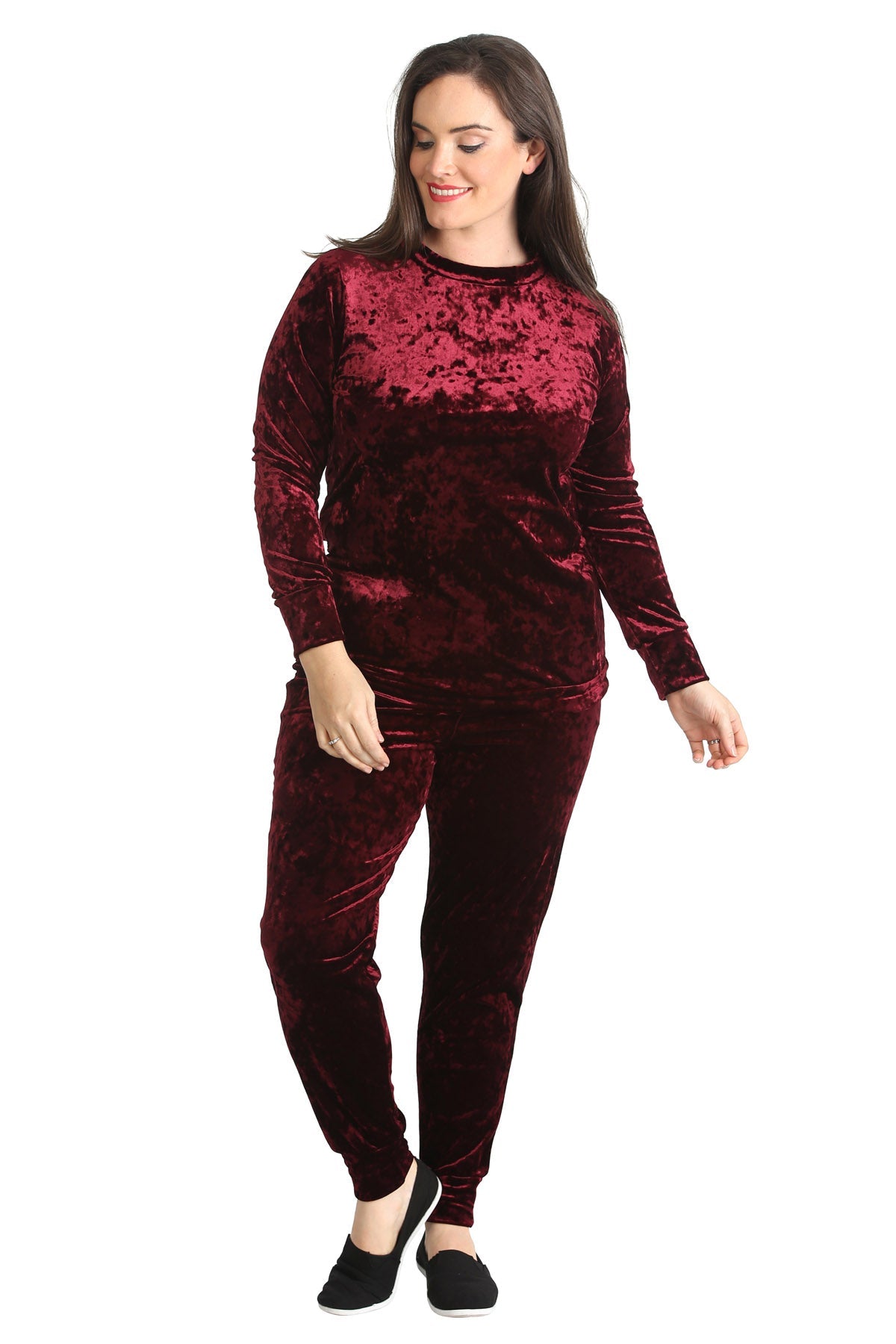 Velour Loungewear Set Co-ord Suit Loungewear WearAll Wine 14