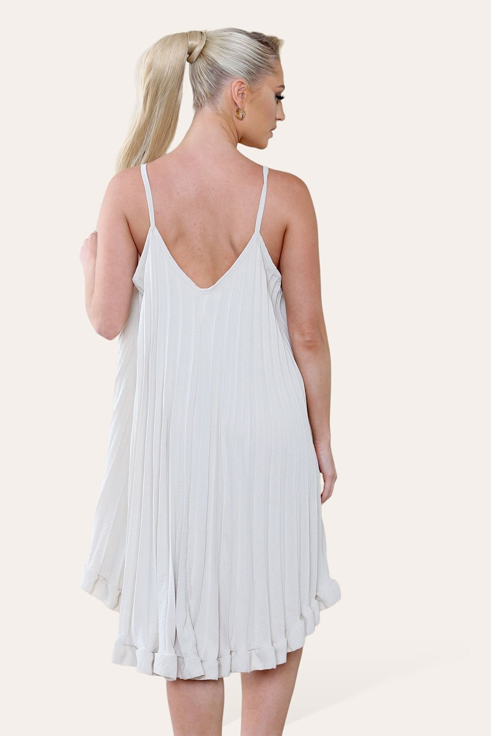 Curve Pleated Ruffle Frilly Spaghetti Strap Dress Dress WearAll