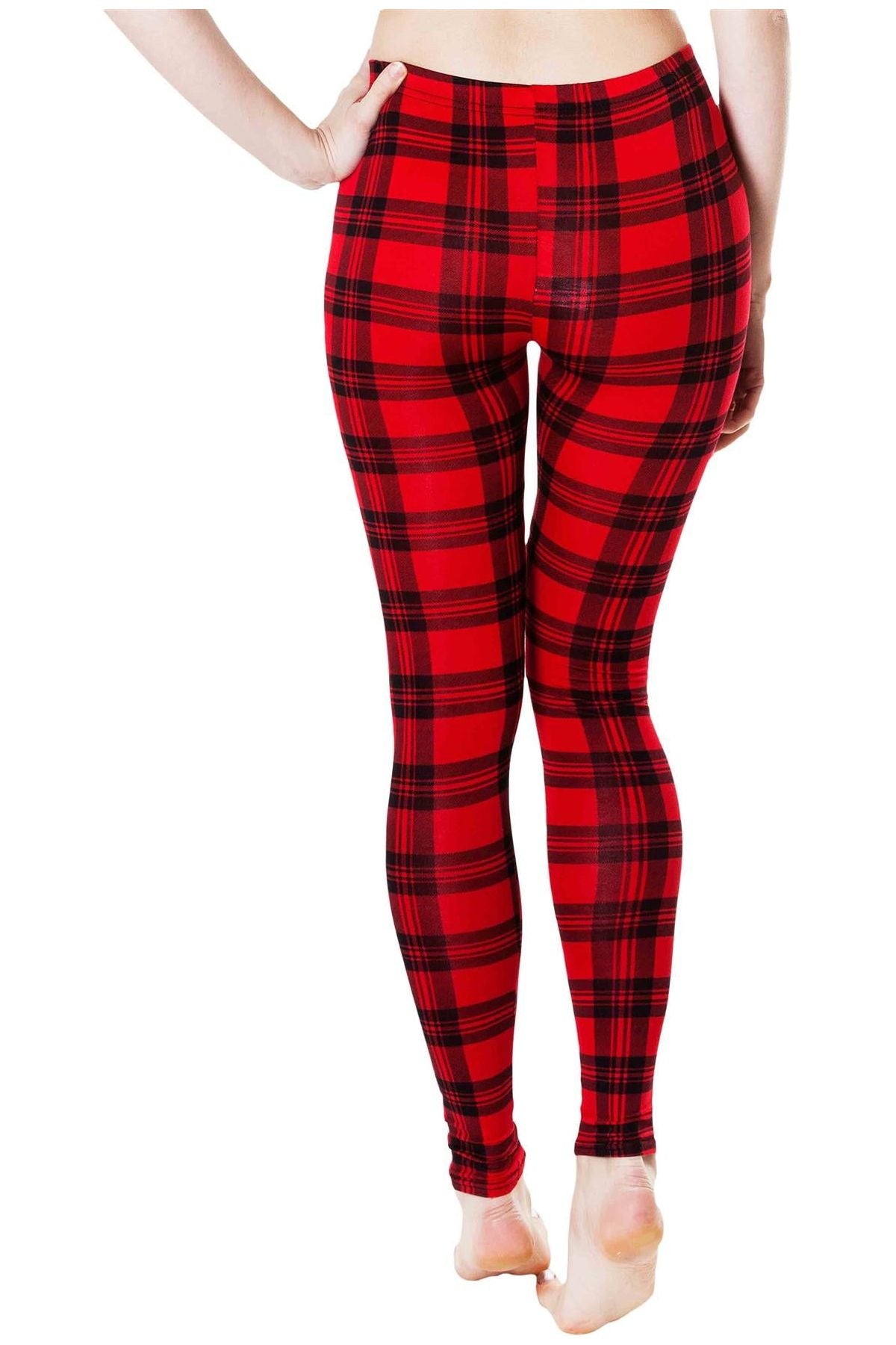 Tartan Check Print Long Leggings Leggings WearAll