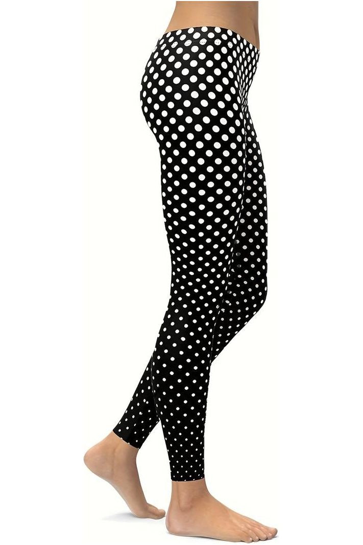 Plus Size Black Polka Dot White Spot Leggings Leggings WearAll