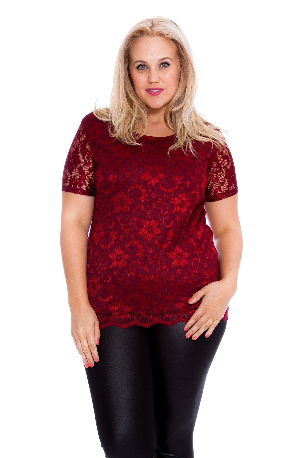 Lace Lined Scallop Edge T-Shirt Top Tops WearAll