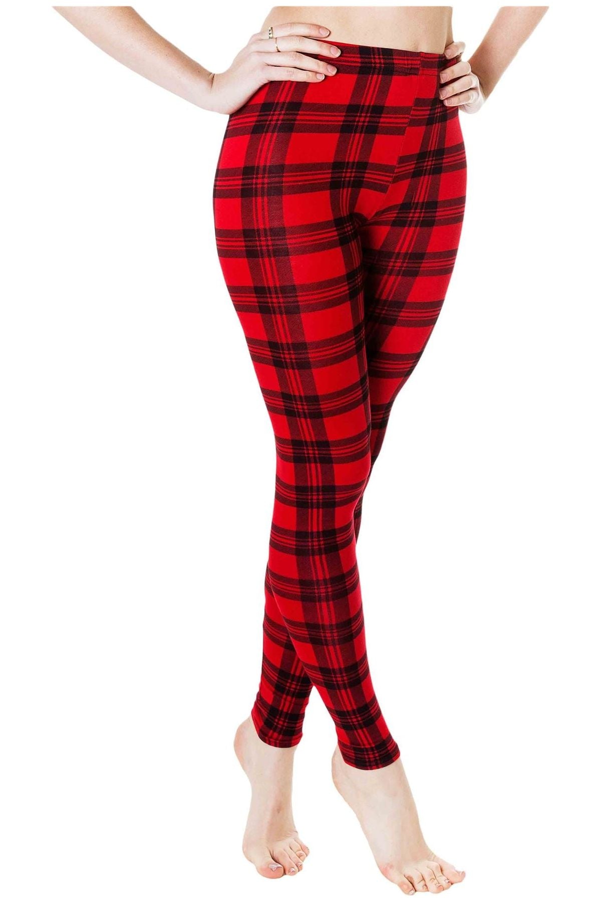 Tartan Check Print Long Leggings Leggings WearAll