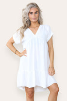 Fancy Style Tiered Smock Dress Dress WearAll White/Cream One Size (upto 14)