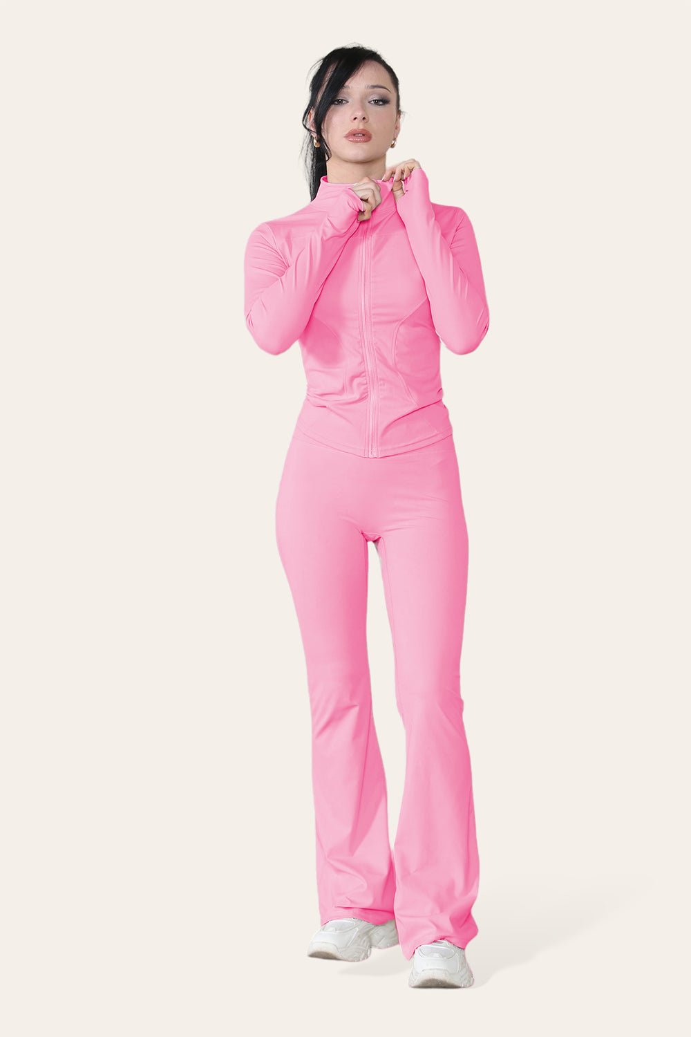 Fitted Active Yoga Lightweight Top Zip Up Workout Jacket Jackets & Coats WearAll Hot Pink S/M
