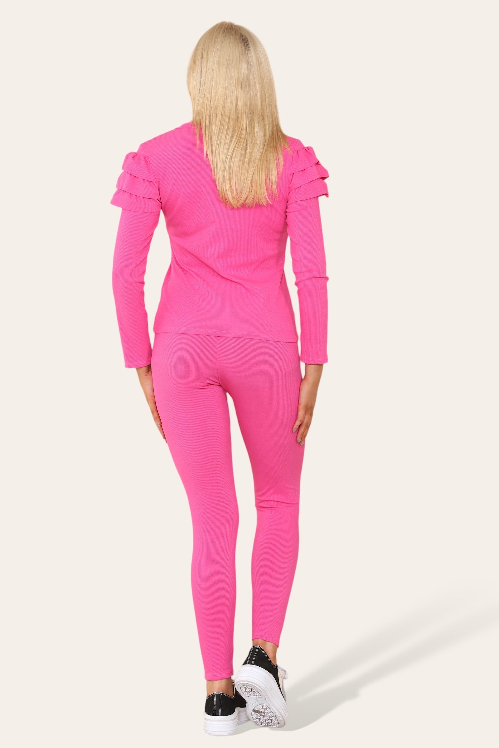 Frilled Sleeves Set Shoulder Golden Button Lounge Wear Suit Loungewear WearAll