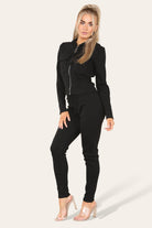 Front Pocket Zip Suit Ribbed Hooded Lounge Wear Set Hoodies & Pullover WearAll