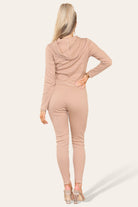 Front Pocket Zip Suit Ribbed Hooded Lounge Wear Set Hoodies & Pullover WearAll