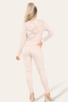 Front Pocket Zip Suit Ribbed Hooded Lounge Wear Set Hoodies & Pullover WearAll