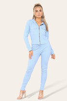 Front Pocket Zip Suit Ribbed Hooded Lounge Wear Set Hoodies & Pullover WearAll