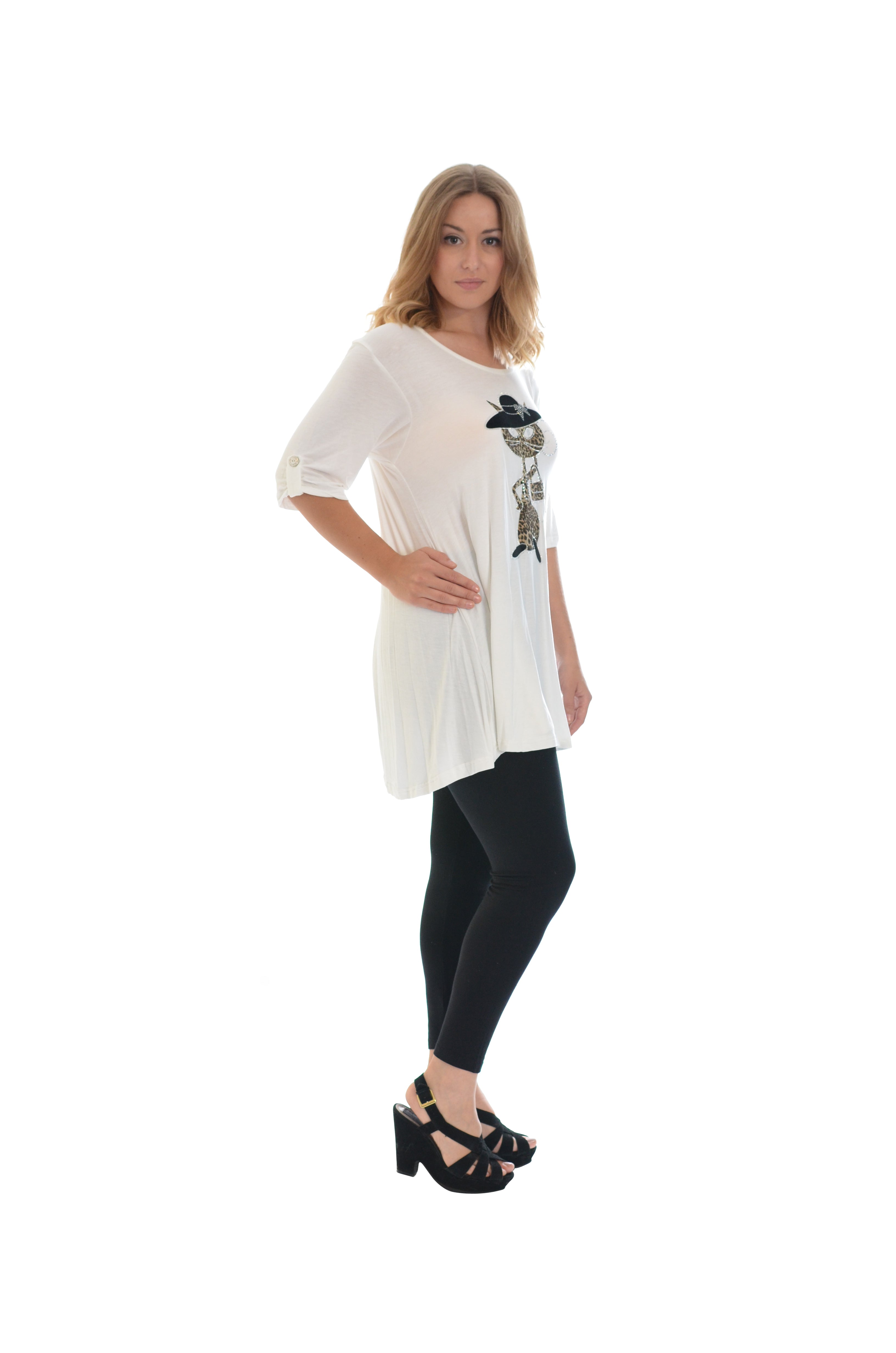 Cat Animal Print Short Sleeve Top Tops WearAll
