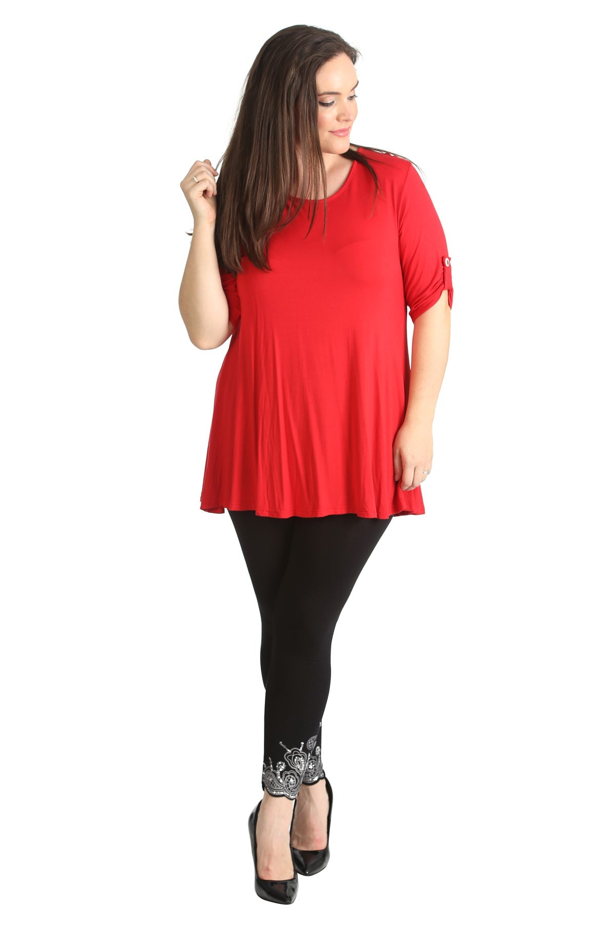 Womens Scoop Neck Flared Ladies Plain Tops Tops WearAll