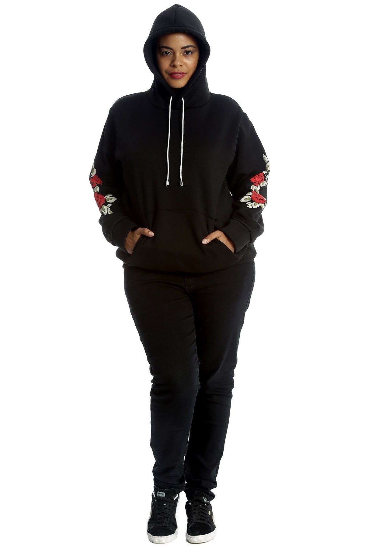 Embroidered Pouch Pocket Sweatshirt Tops WearAll