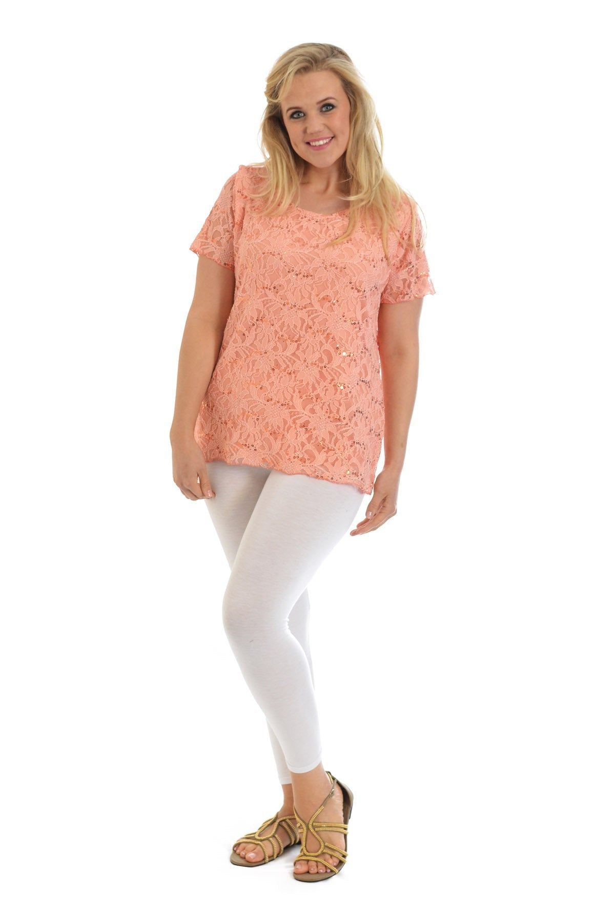 Plus Size Lace Sequin Lined Top Tops WearAll