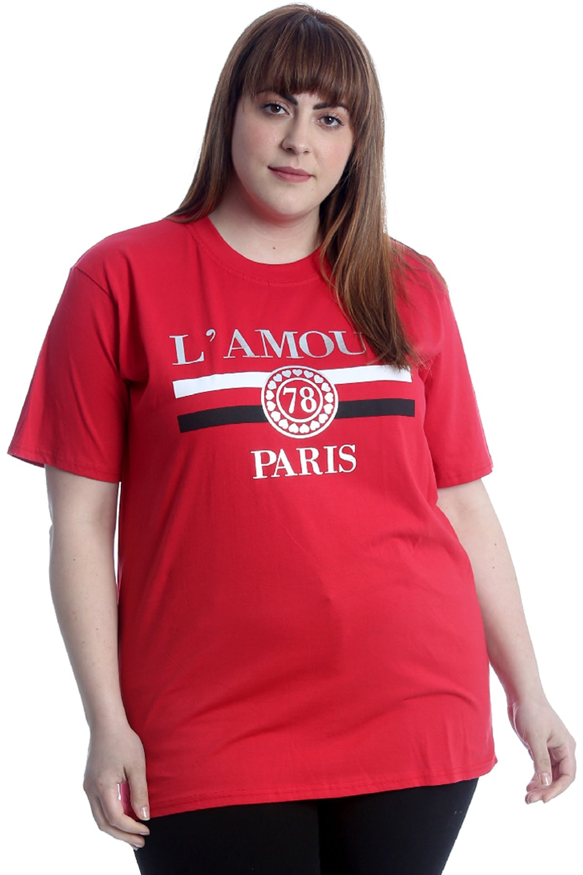 Amour Paris Print Baggy Short Sleeve T-Shirt Tops WearAll