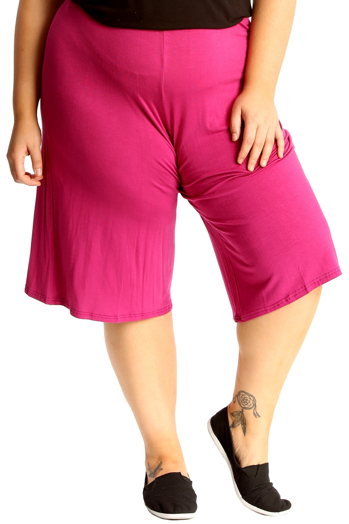 Plus Size Plain Viscose Culottes Shorts WearAll