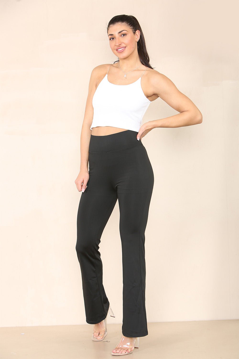 High Waisted Wide Leg Flared Palazzo Trousers Trouser WearAll