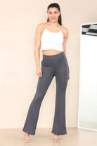 High Waisted Wide Leg Flared Palazzo Trousers Trouser WearAll Charcoal S/M