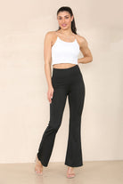High Waisted Wide Leg Flared Palazzo Trousers Trouser WearAll Charcoal M/L