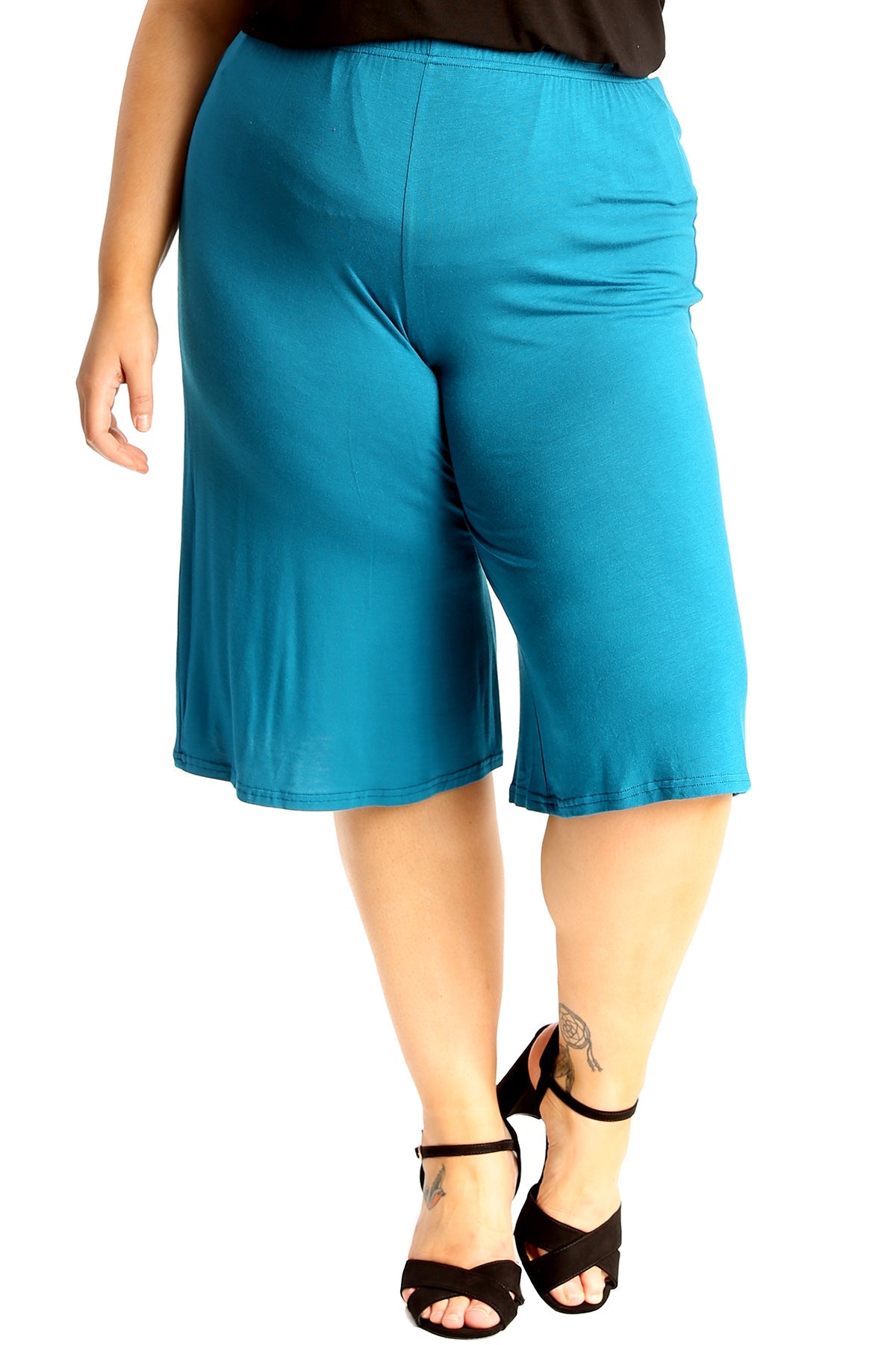 Plus Size Plain Viscose Culottes Shorts WearAll