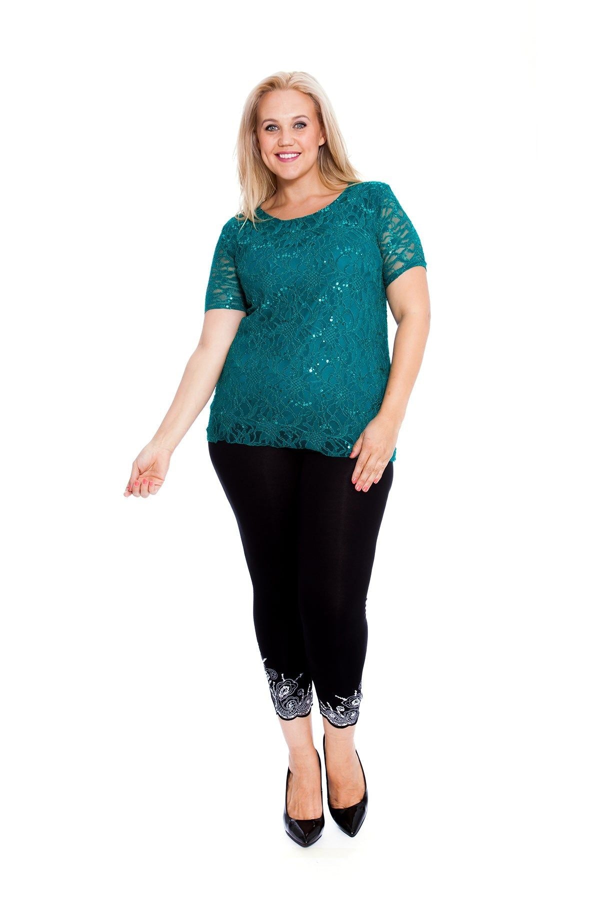 Plus Size Lace Sequin Lined Top Tops WearAll
