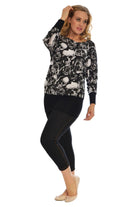 Skull Rose Print Batwing Top Tops WearAll