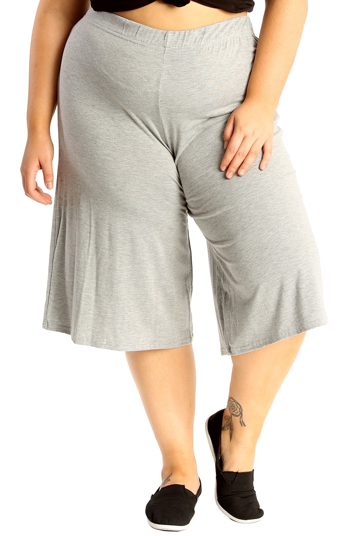 Plus Size Plain Viscose Culottes Shorts WearAll