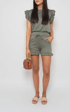 FRILL CO-ORD SHORT SET Loungewear WearAll Khaki 8-10