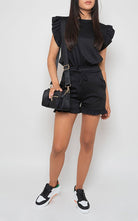 FRILL CO-ORD SHORT SET Loungewear WearAll Black 8-10