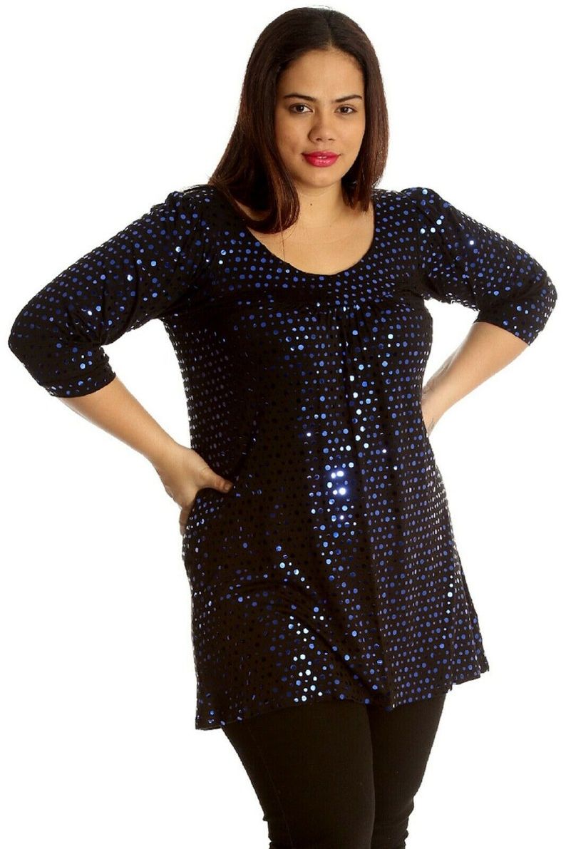 Polka Dot Sequin Spot Party Top Tops WearAll Royal Blue 14