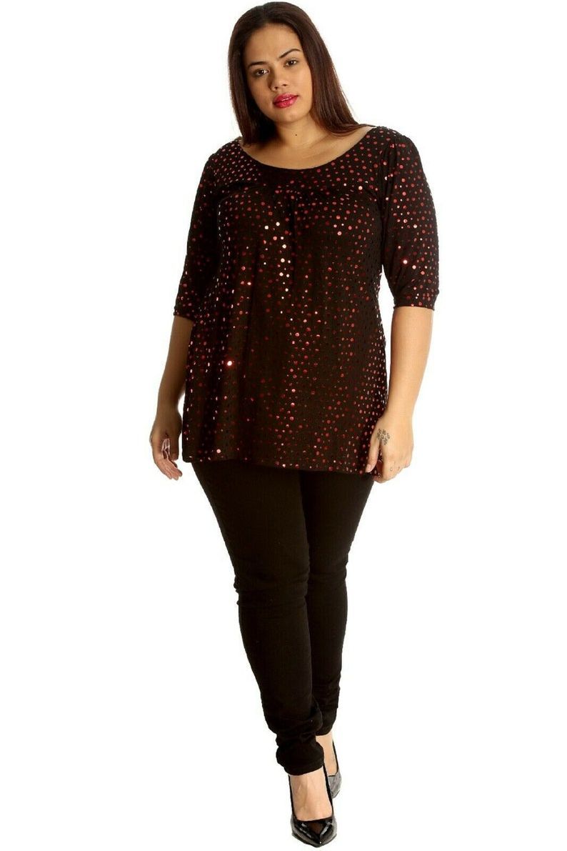 Polka Dot Sequin Spot Party Top Tops WearAll Red 14