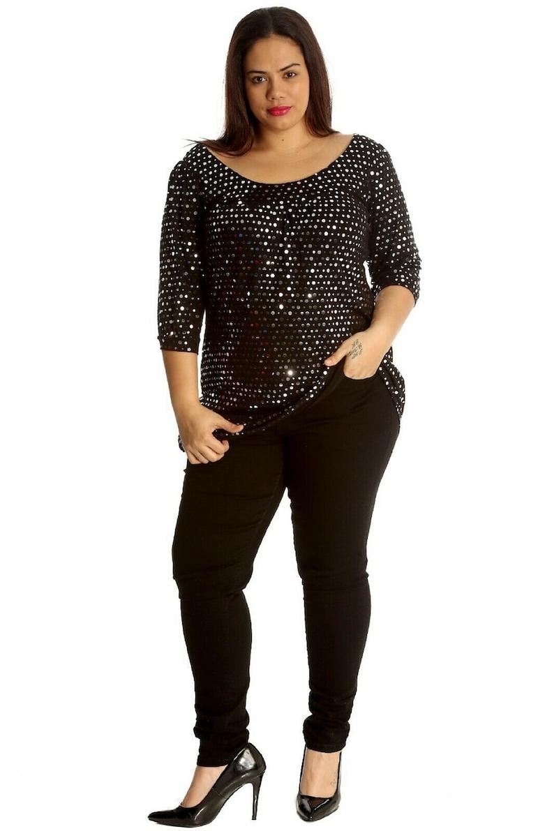 Polka Dot Sequin Spot Party Top Tops WearAll Silver 14
