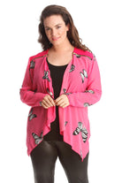 Chiffon Butterfly Print Sheer Cardigan Top cardigan WearAll Cerise 14