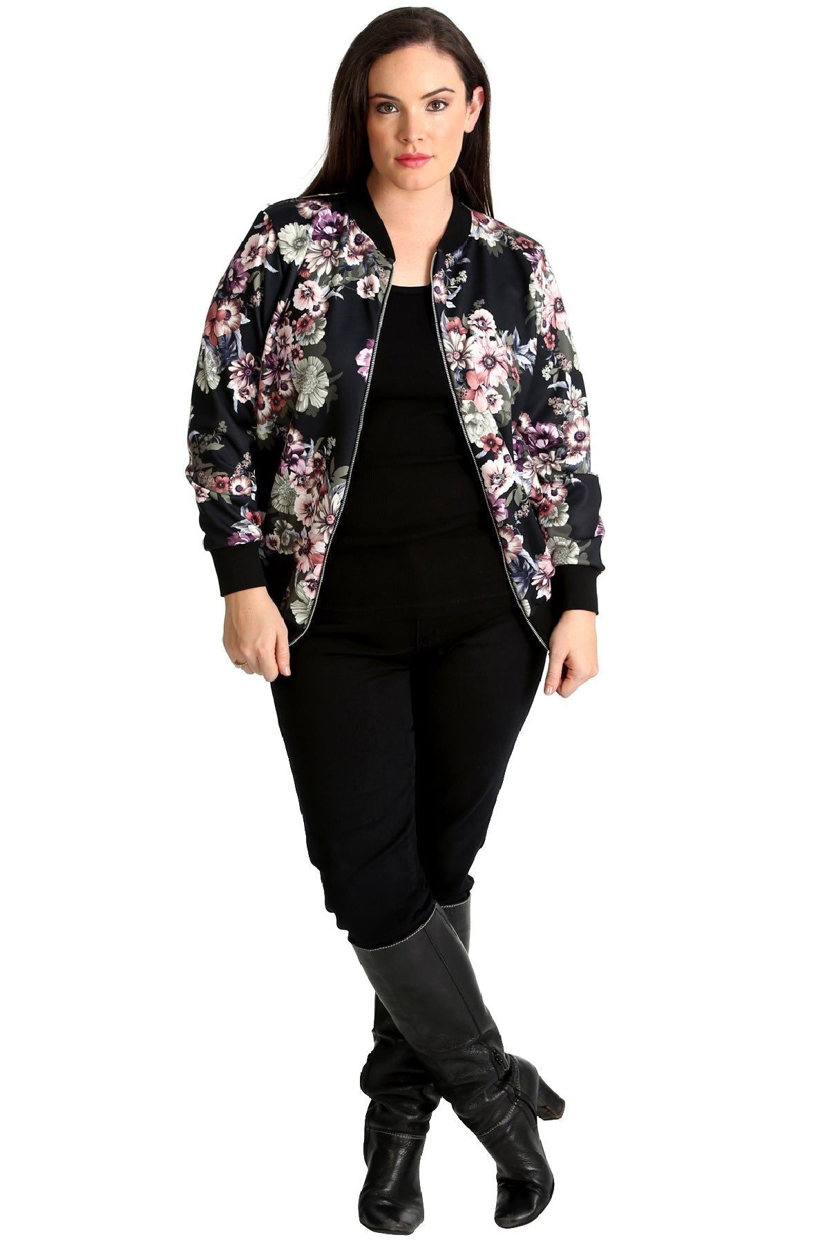 Floral Bomber Jacket Ladies Print Elasticated Jacket WearAll