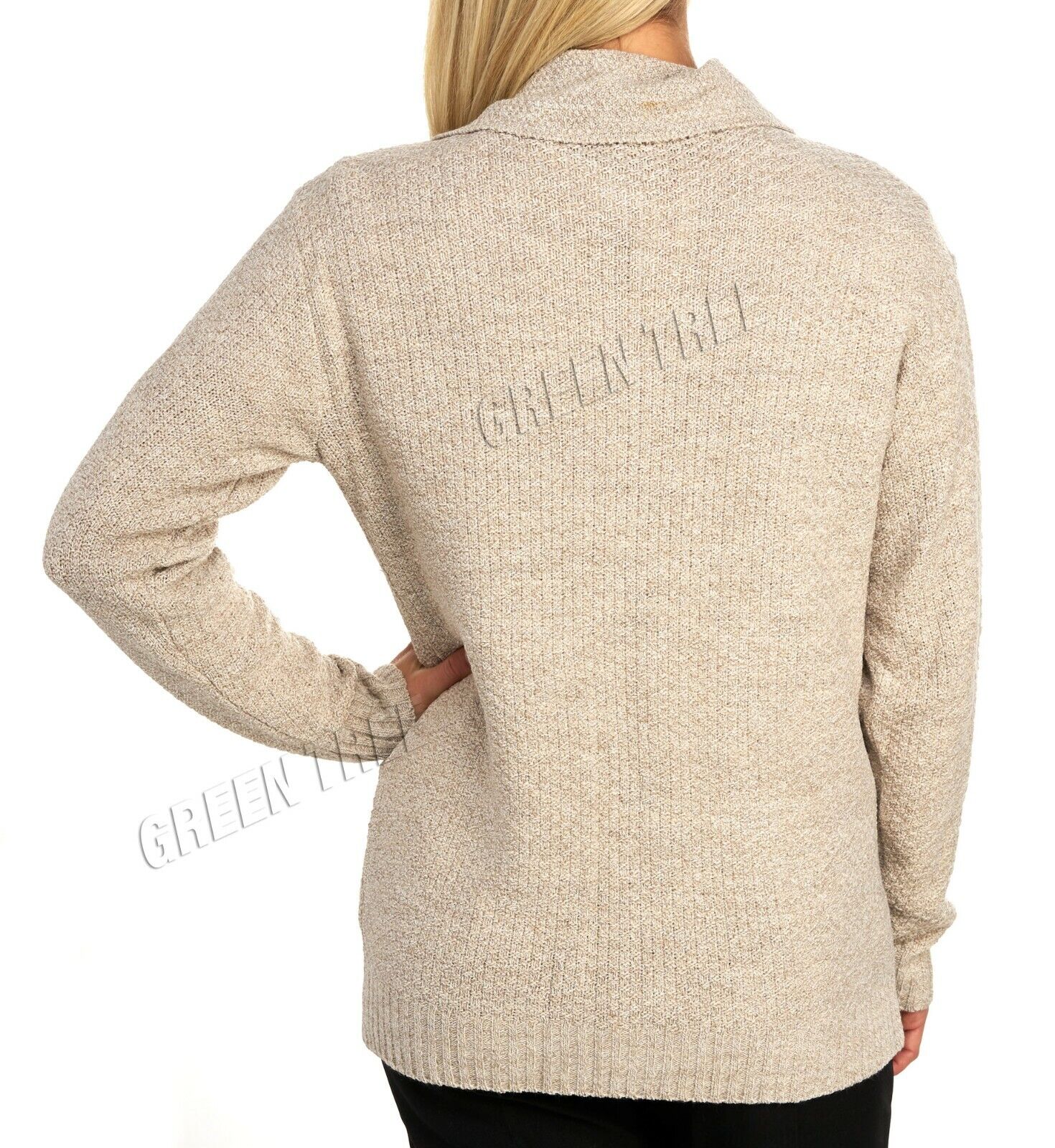 Knit Collar Long Sleeve Zip Cardigan Tops WearAll