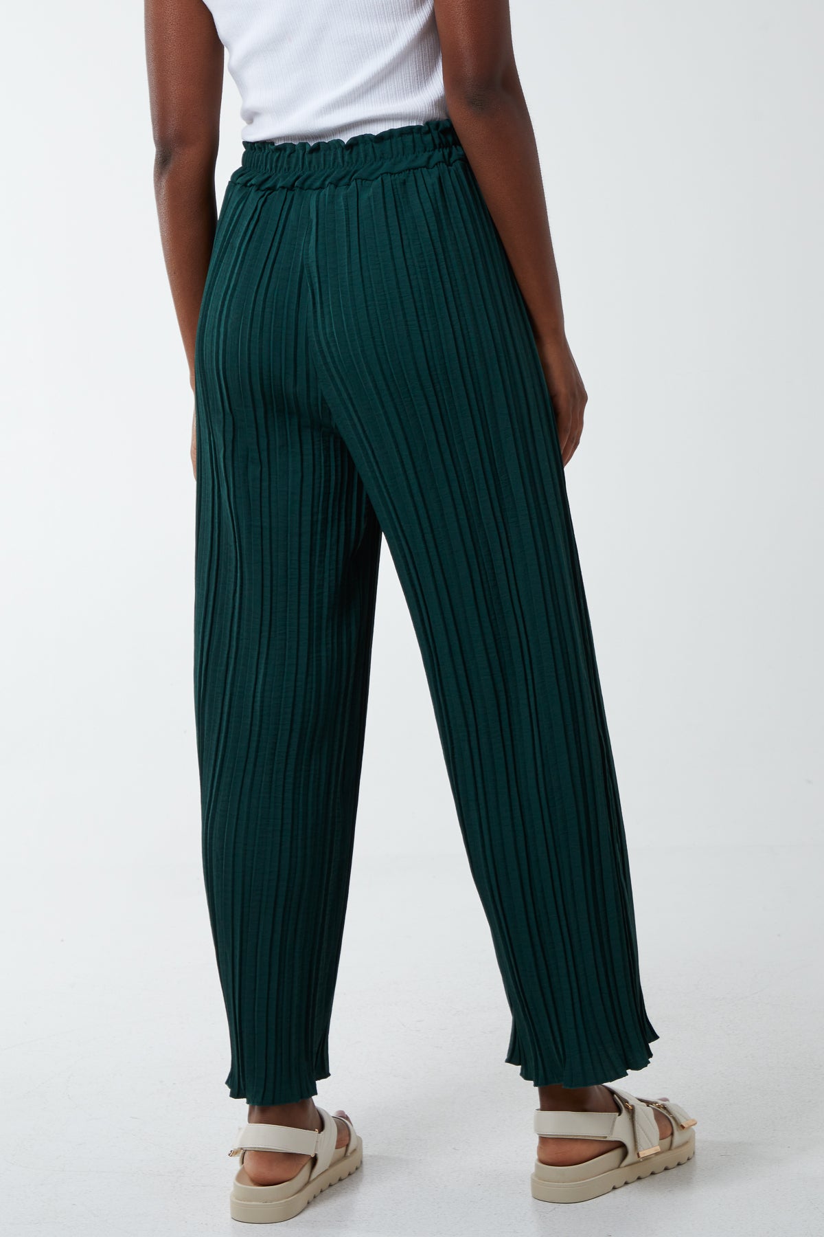 Wide Leg Plisse Drawstring Trousers TRS1 WearAll