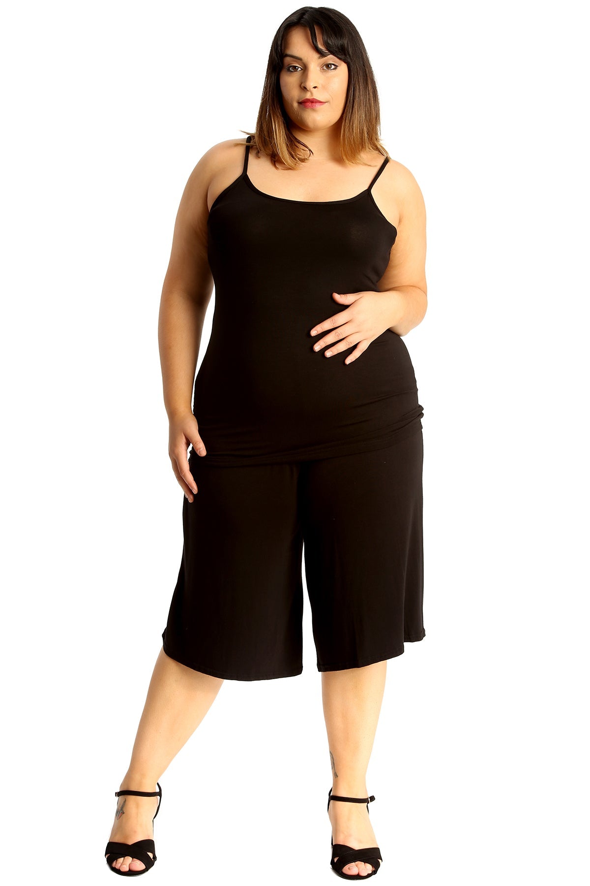 Plus Size Plain Viscose Culottes Shorts WearAll