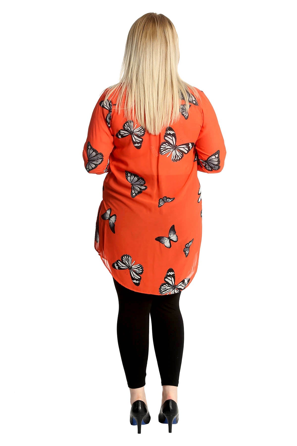 Butterfly Print Side Slit Curved Hem Top Tops WearAll