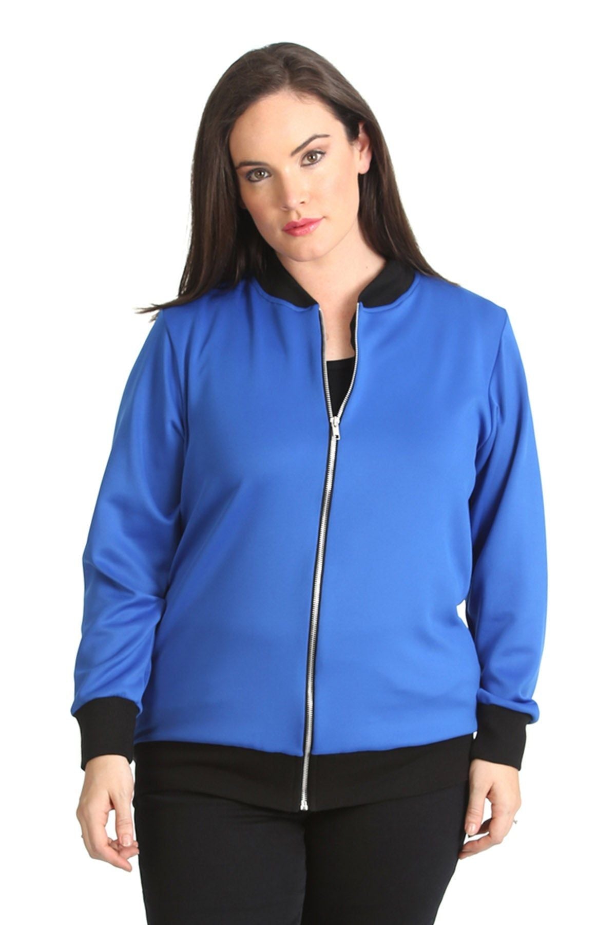 Plain Bomber Jacket Sleeve Top Jacket WearAll Royal Blue 14
