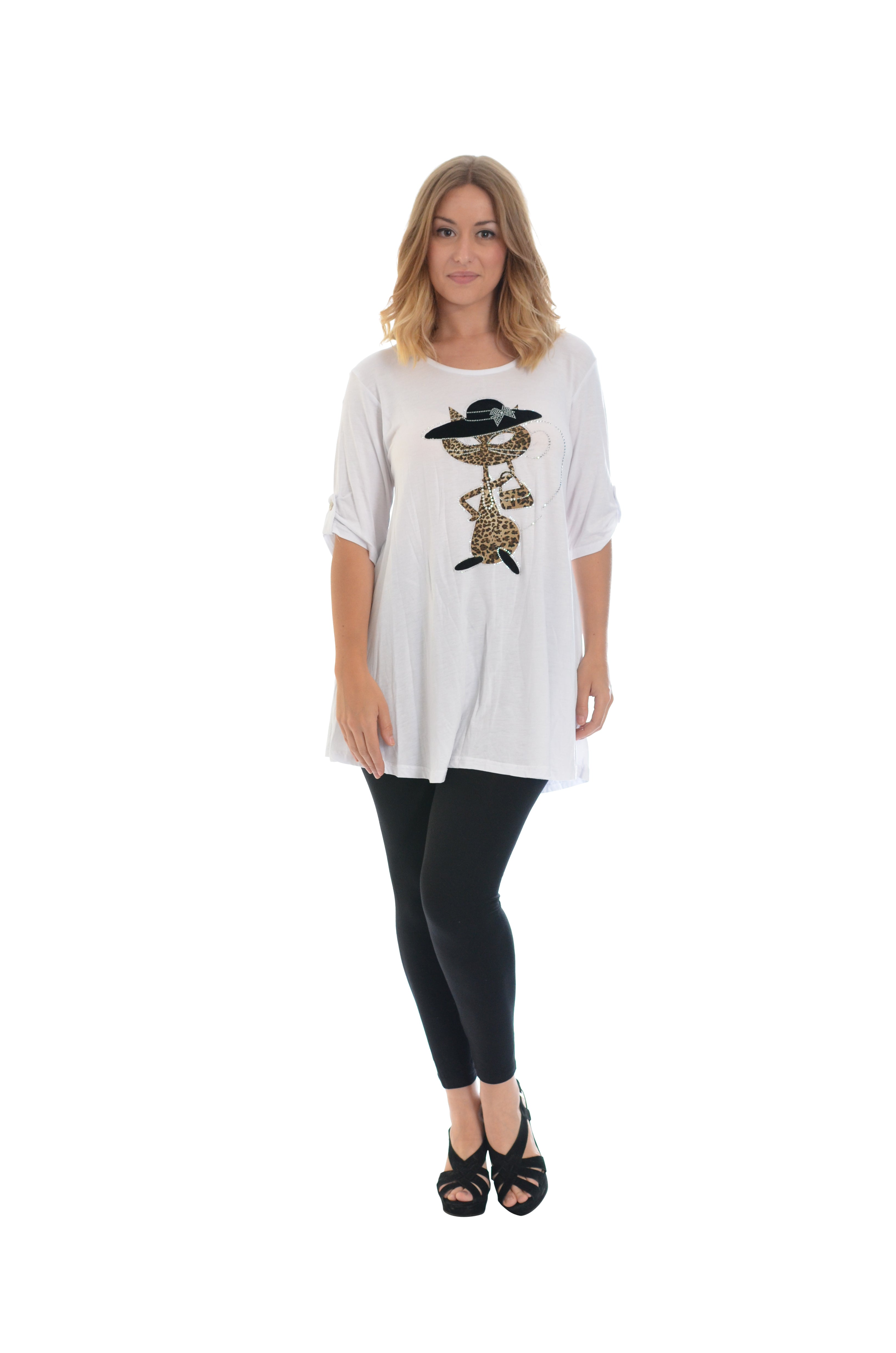 Cat Animal Print Short Sleeve Top Tops WearAll