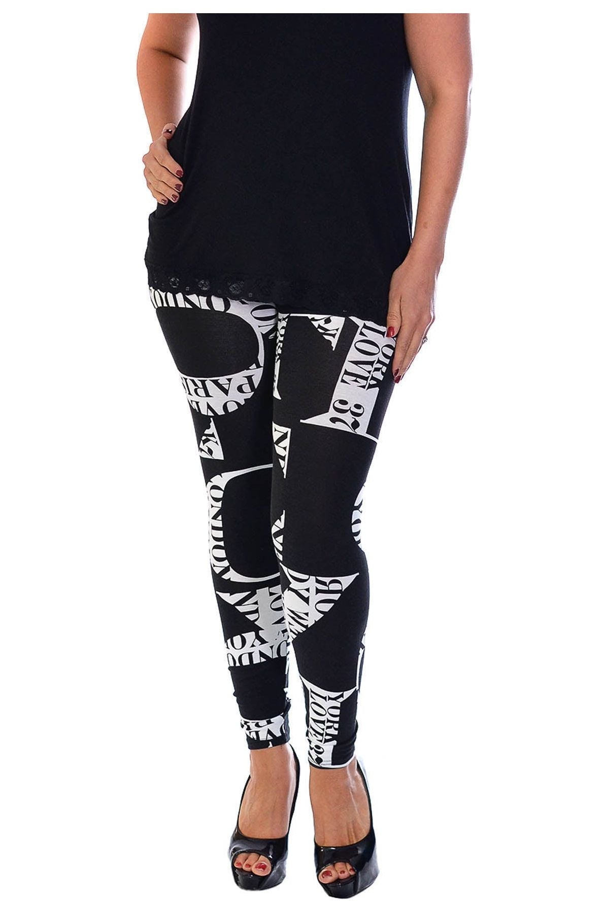 Love City Print Skinny Stretchy Leggings Leggings WearAll