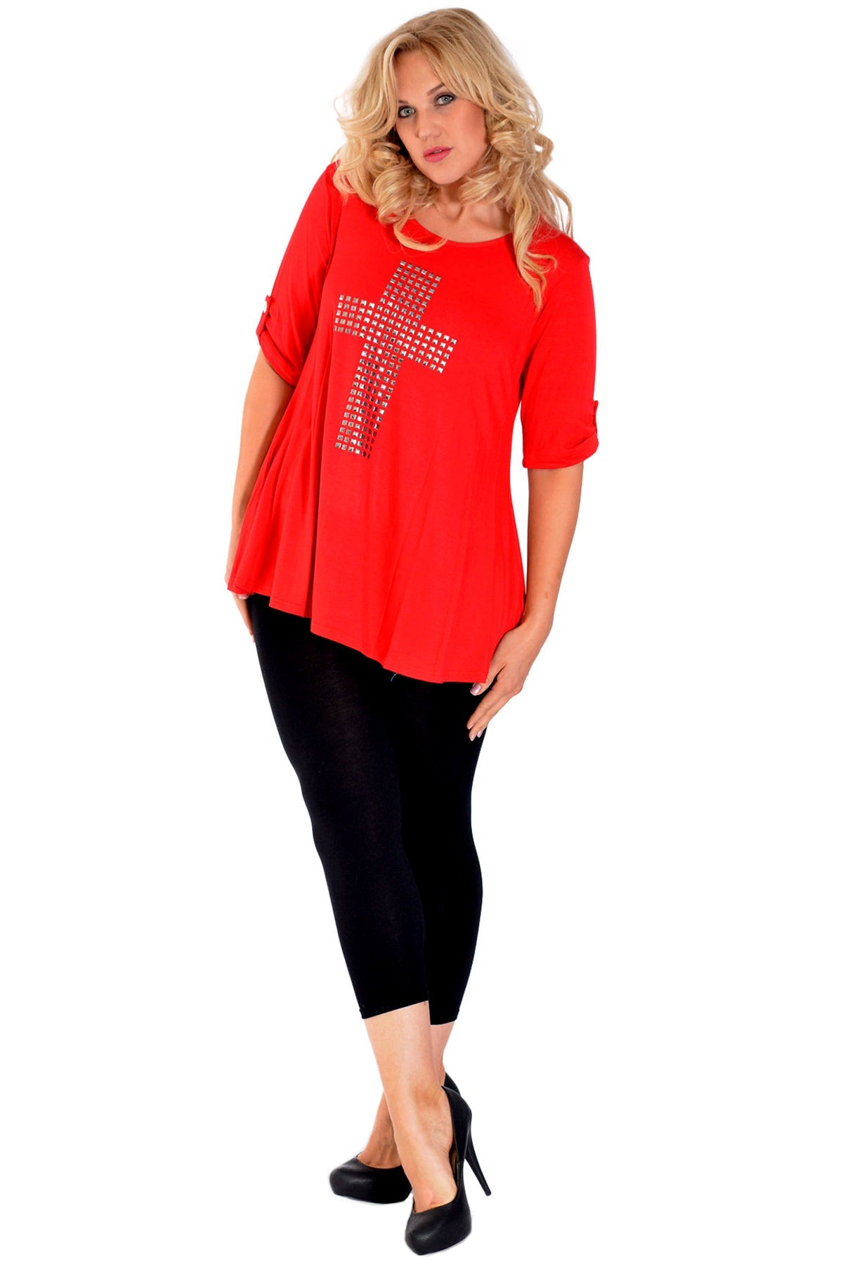 Cross Stud Short Sleeve Tunic Top – WearAll