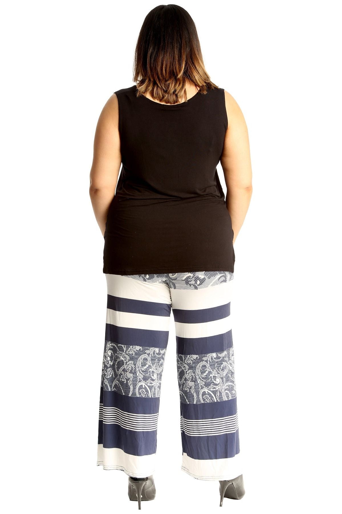Plus Size Navy Abstract Print Palazzo Trouser Palazzo WearAll
