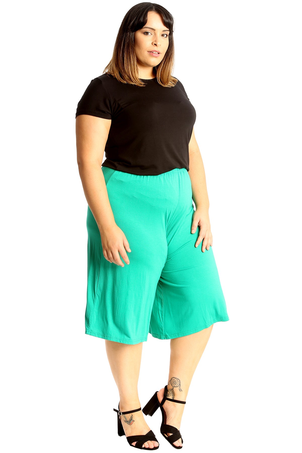 Plus Size Plain Viscose Culottes Shorts WearAll
