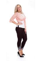 Plus SIze Sequin Lace Tie Up 3/4 Bell Crochet Top Tops WearAll